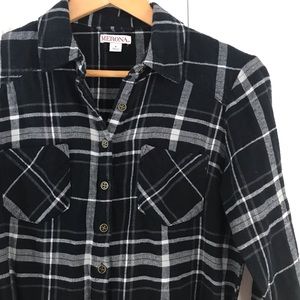 Merona Flannel Plaid Dress Black Gray White